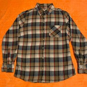 Field & Stream Women’s Plaid Shirt - Tan, Blue, Red